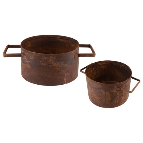 Article Cache-pot en métal rouille Ø19,5cm/26cm lot de 2