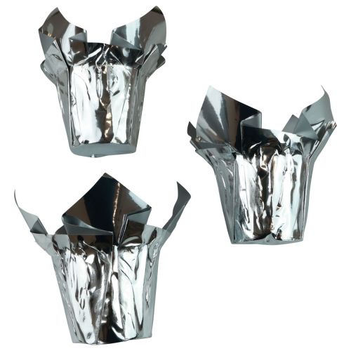 Floristik24 Jardinière argent brillant emballage cadeau Ø5,5cm H6cm 8 pcs