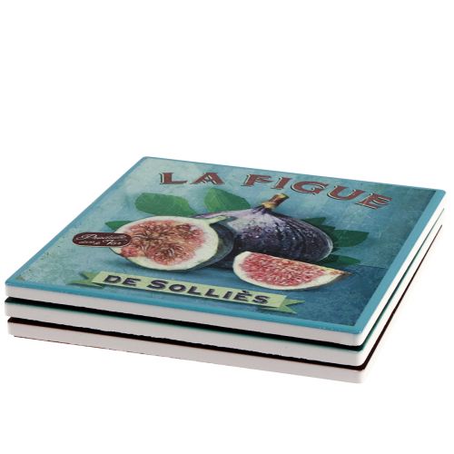 Floristik24 Dessous de verre en céramique motif fruit vintage 15x15cm 3pcs