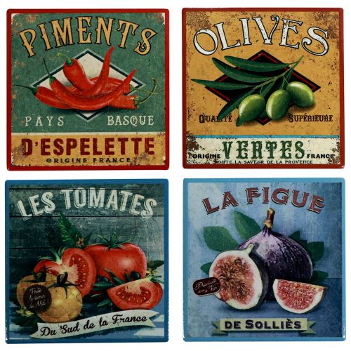 Article Sous-verres pour verres fruits légumes en céramique 10×10cm 4pcs