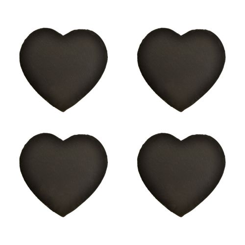 Article Décoration coeur en ardoise Saint Valentin coeur noir L16cm 4 pcs