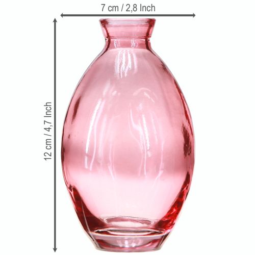 Article Vase bulbeux mini vases verre teinté rose Ø7cm H12cm 6 pcs