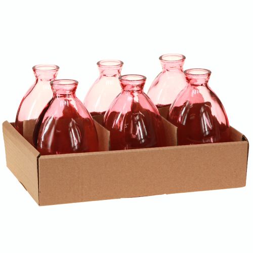 Article Vase bulbeux mini vases verre teinté rose Ø7cm H12cm 6 pcs