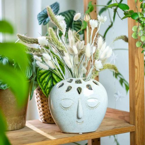 Floristik24 Vase avec crème pour le visage, beige H18cm aspect faïence 1 pce
