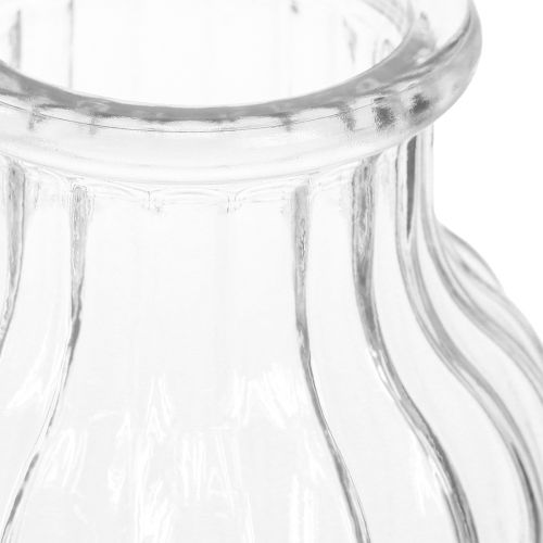 Floristik24 Vase verre rainures vase en verre décoratif verre clair Ø11cm H15cm 2pcs