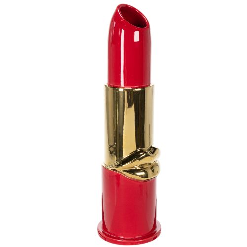 Vase décoratif en forme de rouge à lèvres pour fleurs artificielles à longues tiges, 38 cm
