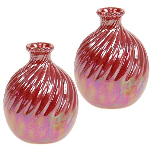 Floristik24 Vase, Mini Vase Nacre Rouge Ø7,5cm H10cm 6pcs