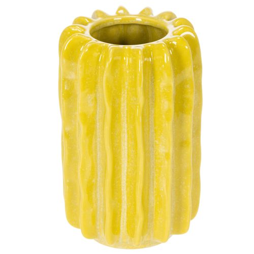 Article Vase en céramique motif cactus, design rainuré pour un intérieur moderne, 13 cm, lot de 4