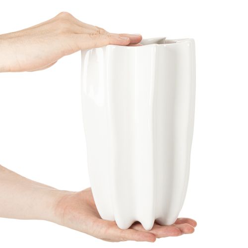 Vase côtelé, grand vase décoratif pour fleurs séchées, 24 cm | Floristik24.be