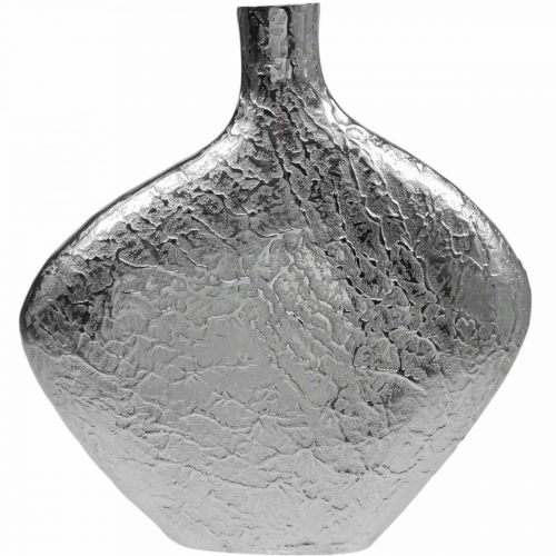 Article Vase décoratif vase à fleurs en métal martelé argent 33x8x36cm