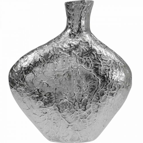 Article Vase décoratif métal martelé vase à fleurs argent 24x8x27cm