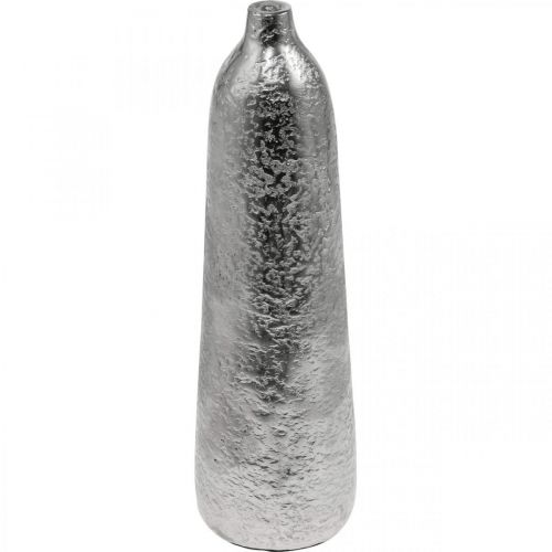 Vase décoratif vase à fleurs métal martelé argent Ø9,5cm H32cm
