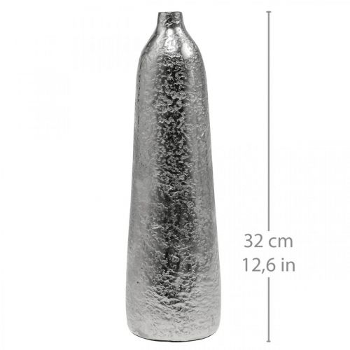 Article Vase déco métal martelé vase fleur argent Ø9.5cm H32cm