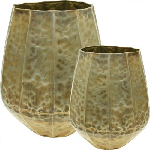 Floristik24 Vase déco vase métal laiton vintage Ø43/30cm lot de 2