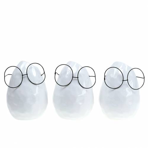 Floristik24 Vase avec verres décoration Pâques céramique blanc Ø8,5cm H13cm 3 pcs