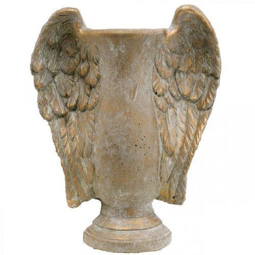 Floristik24 Vase déco en béton, amphore aux ailes d&#39;ange doré look vintage L20,5cm H26cm