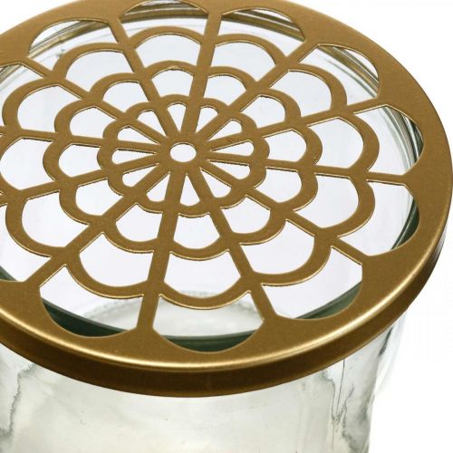 Floristik24 Vase en verre avec couvercle enfichable, grille enfichable, vase de table avec aide enfichable H10cm Ø10cm