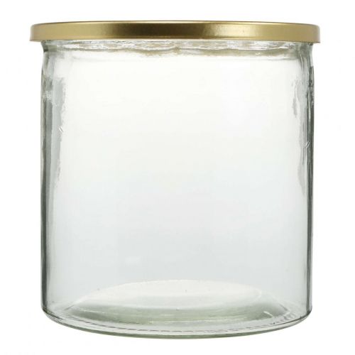 Floristik24 Vase avec couvercle en métal, aide à brancher, vase en verre avec fixation à brancher, décoration de table H15cm Ø15cm