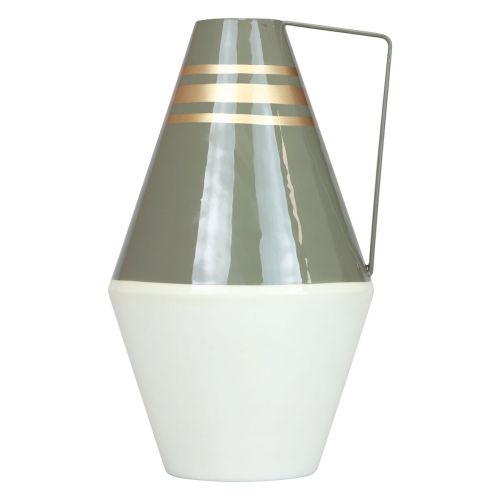 Article Vase anse métal gris/crème/doré vintage Ø19cm H31cm