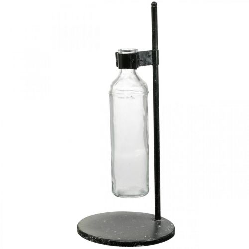 Vase décoratif bouteille décorative avec support en métal noir Ø16cm