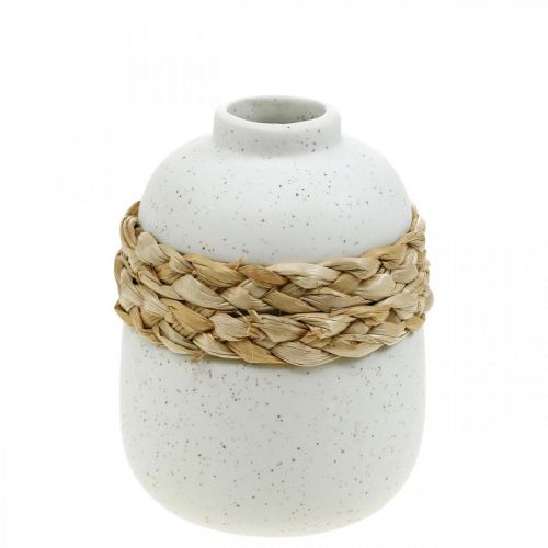 Vase à fleurs vase de table en jonc de mer en céramique blanche H10.5cm 2pcs
