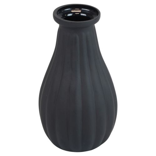 Vase vase verre noir rainures vase décoratif verre Ø8cm H14cm