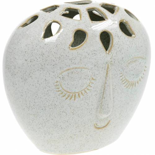 Floristik24 Vase avec crème pour le visage, beige H18cm aspect faïence 1 pce