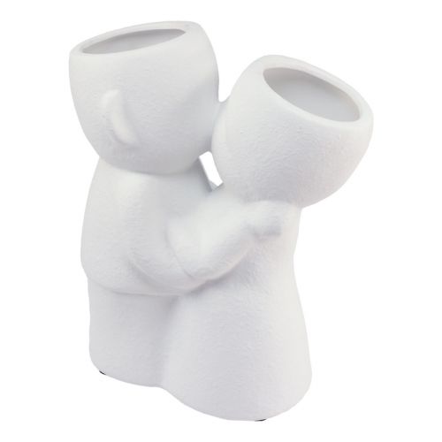 Floristik24 Vase Blanc Couple S'embrassant Double Vase Céramique H29cm