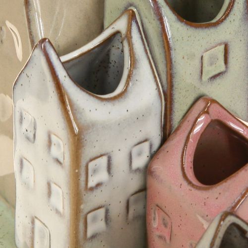 Article Ensemble de mini vases, maisons colorées pour la décoration de table, 14 cm