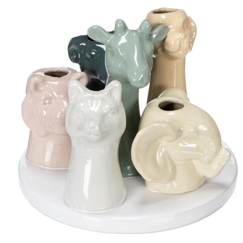 Vase contenant des figurines d'animaux décoratives, idéal pour une décoration de chambre ludique, 13 cm