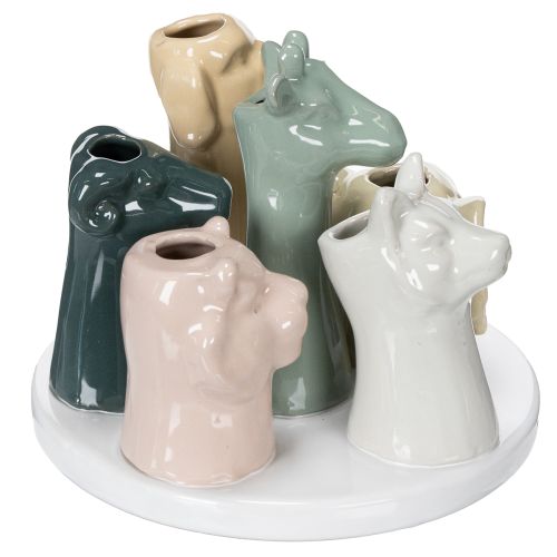 Article Vase contenant des figurines d'animaux décoratives, idéal pour une décoration de chambre ludique, 13 cm