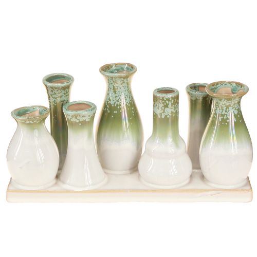 Article Vases décoratifs en céramique sur plateau, objet de décoration polyvalent, 26 cm