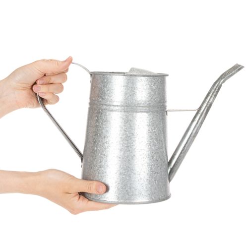Arrosoir décoratif galvanisé, métal gris, style vintage, 1,7 L, H 23 cm, idéal pour les décorations florales et les jardinières élégantes. | Floristik24.be