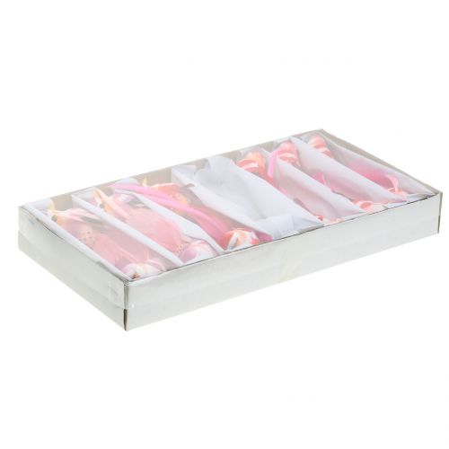 Floristik24 Oiseau sur clip rose, rose 15cm 12pcs