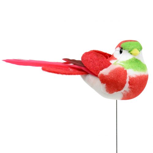 Article Oiseaux sur fil coloré 8cm 12pcs