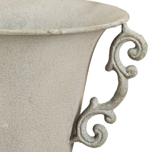 Article Tasse décorative vintage avec anses décoration métal gris H30cm