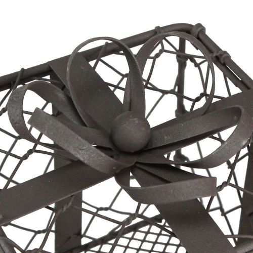 Floristik24 Panier cadeau vintage en fil métallique gris 10,5/7,5cm lot de 2 pièces