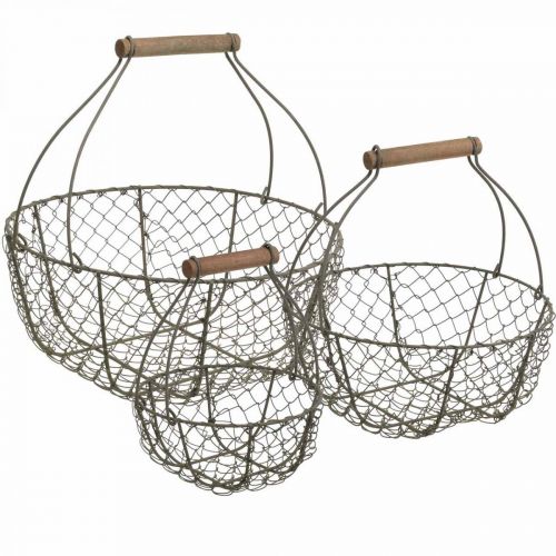 Floristik24 Corbeille métallique vintage corbeille à plantes en métal Ø17/23,5/30cm lot de 3