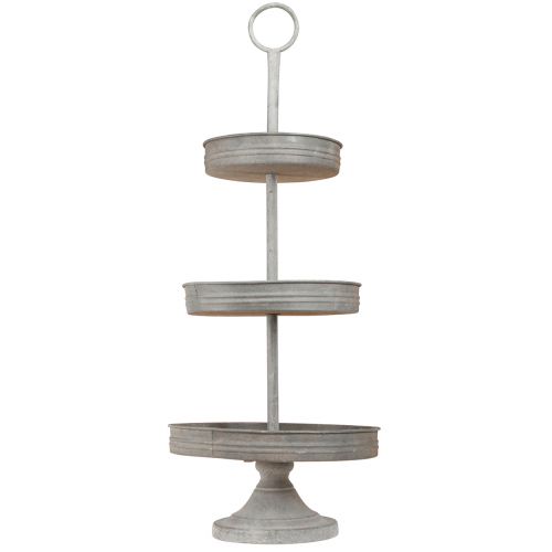 Article Présentoir à gâteaux vintage métal gris 3 étages Ø30,5cm H78cm