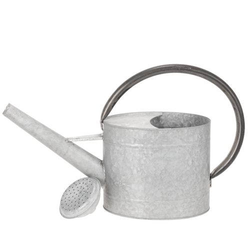 Arrosoir vintage en métal gris argenté, élégant objet de décoration de jardin, vase à fleurs, L 53 cm x H 29 cm | Floristik24.be