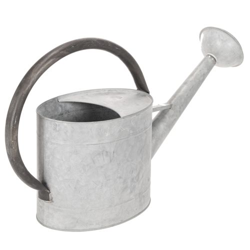 Arrosoir vintage en métal gris argenté, élégant objet de décoration de jardin, vase à fleurs, L 53 cm x H 29 cm | Floristik24.be