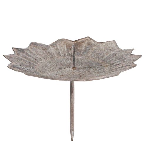 Floristik24 Bougeoir vintage Gris Bougeoir à piquer Ø11cm H8,5cm 4pcs