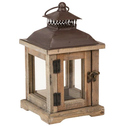 Floristik24 Lanterne vintage lanterne en bois marron foncé 15×15cm H26cm