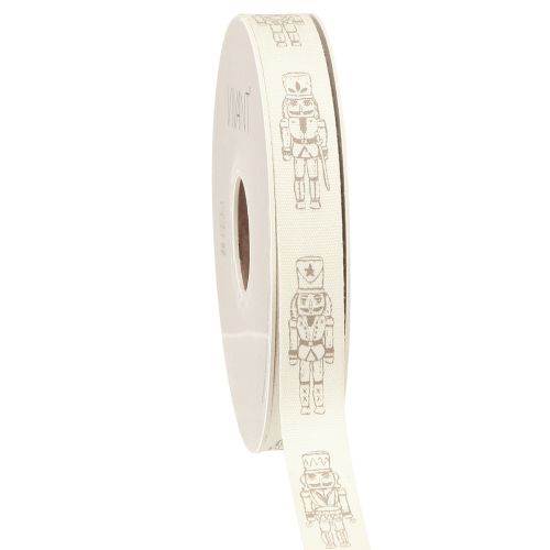 Ruban décoratif casse-noisette vintage crème pour emballage cadeau festif, largeur 15 mm, longueur 20 m
