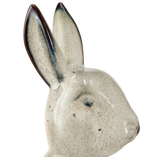Floristik24 Figurines de lapin en céramique grises – Jolie décoration de Pâques 2 pièces 22 cm