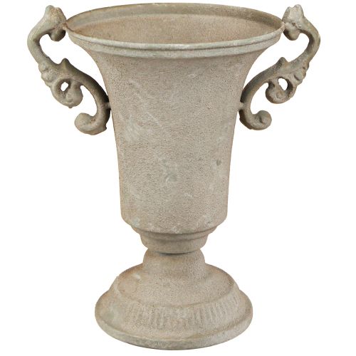 Floristik24 Trophée vintage trophée en métal gris avec anse H22,5cm