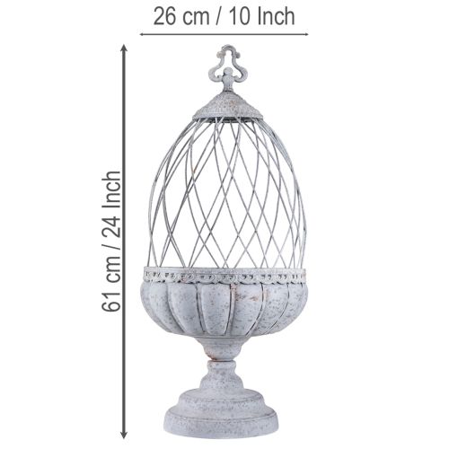 Article Coupe à l'ancienne en métal style cage à oiseaux Gris 26×61cm
