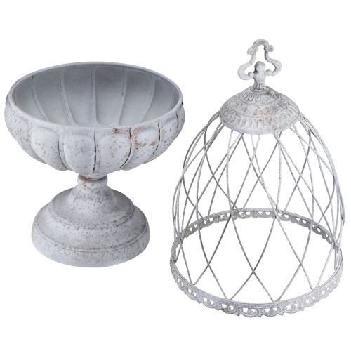 Article Coupe à l'ancienne en métal style cage à oiseaux Gris 26×61cm