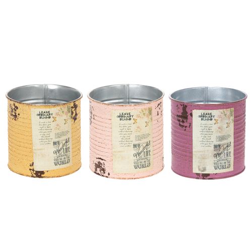 Article Pot de fleurs/boîte en métal style vintage avec inscription, pour décoration intérieure, 11 cm, lot de 3