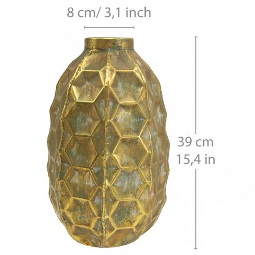 Article Vase vintage vase fleur doré aspect nid d'abeille Ø22.5cm H31cm